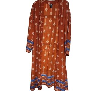Elegant Orange Patterned Kimono Wrangler Retro
